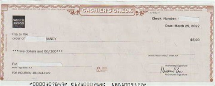 wells fargo cashier’s check